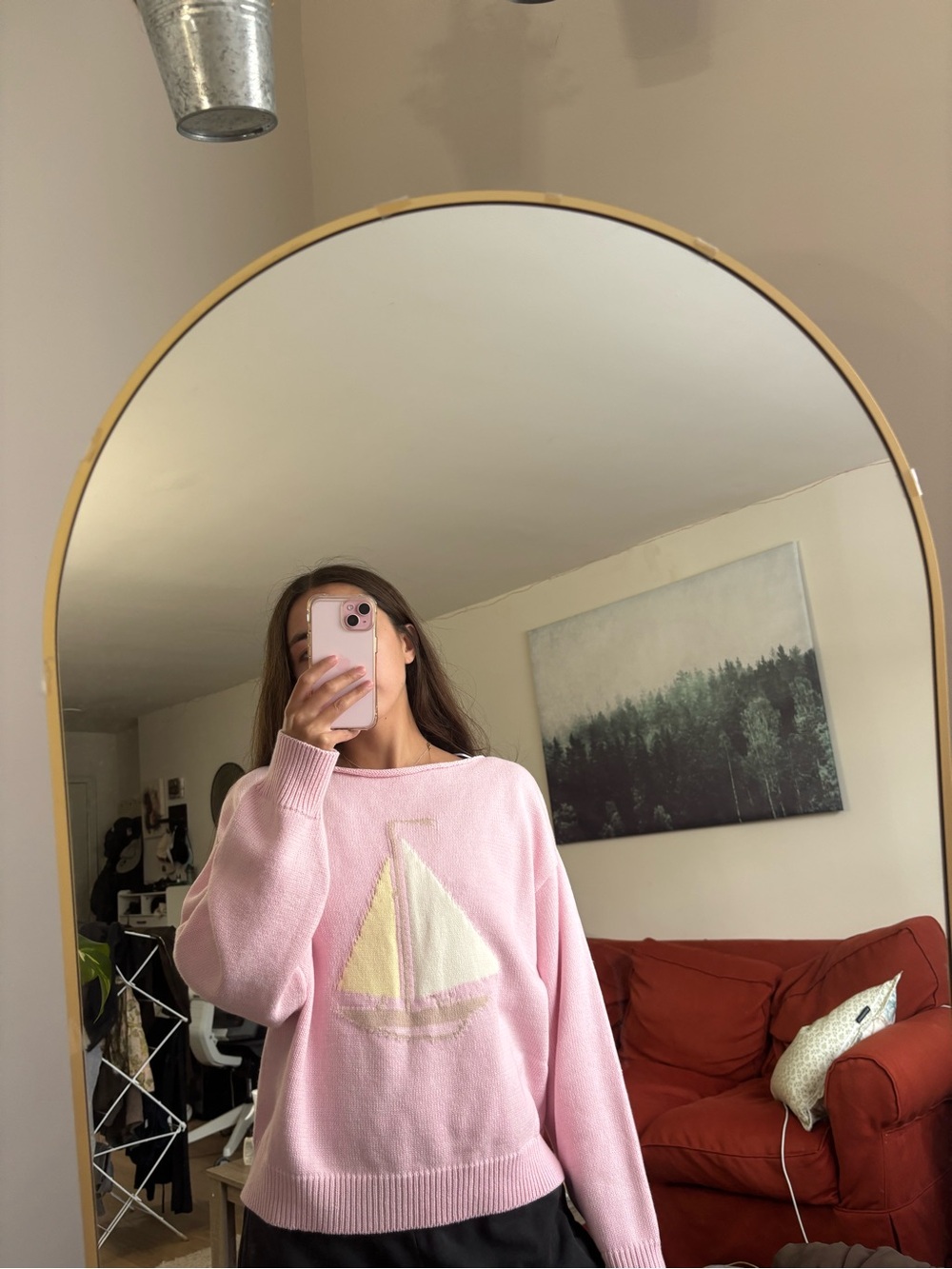 Pink Sailboat Knit Sweater